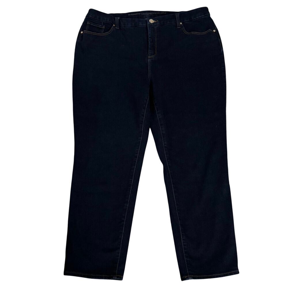 Chicos Size 3 US Plus 16 So Slimming Girlfriend Slim Leg Ankle Jeans Dark Wash